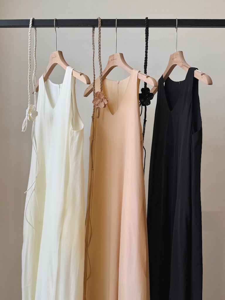 Amelia V Collar Maxi Dress with Belt Tie