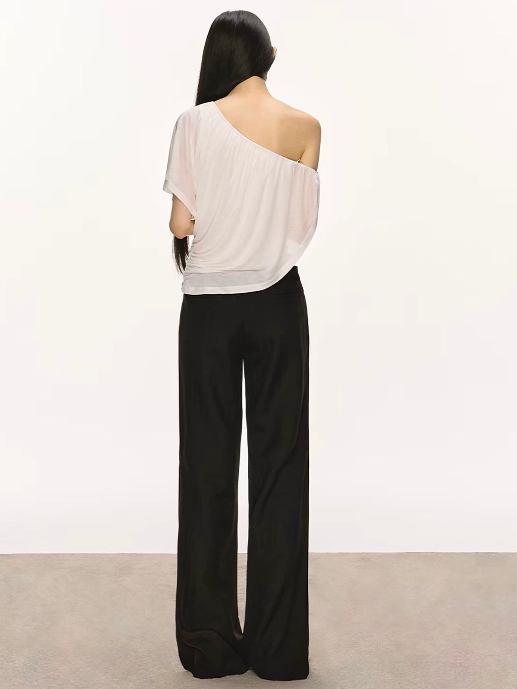 Gella Sheer Draped One-Shoulder Top