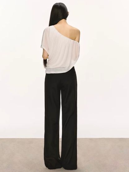 Gella Sheer Draped One-Shoulder Top