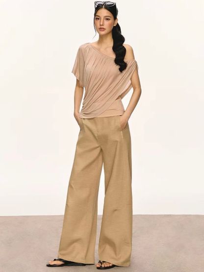Gella Sheer Draped One-Shoulder Top