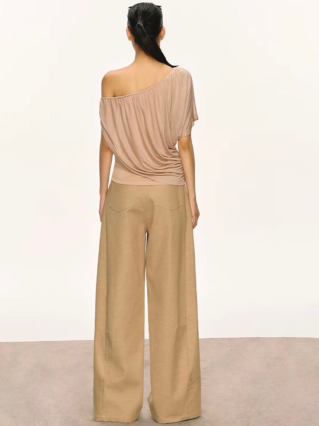 Gella Sheer Draped One-Shoulder Top