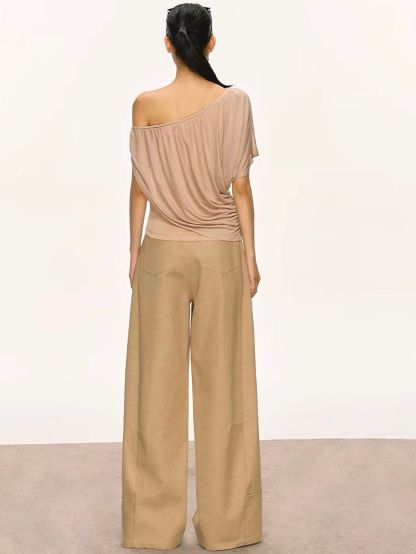 Gella Sheer Draped One-Shoulder Top