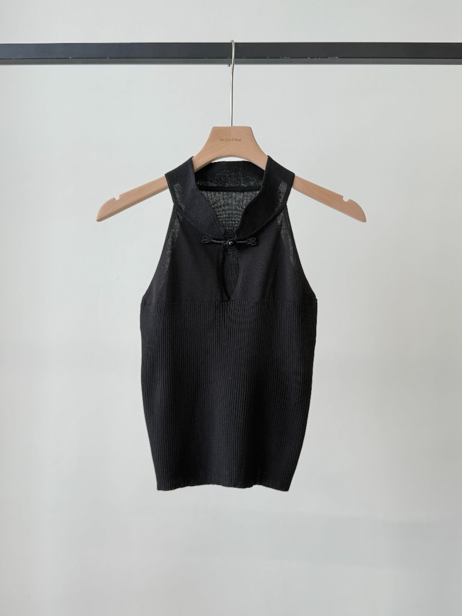 Li Hua Halter Neck Oriental Mesh Top