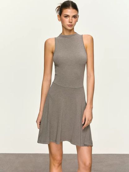 Glenroy High-Neck Sleeveless Fit-and-Flare Dress