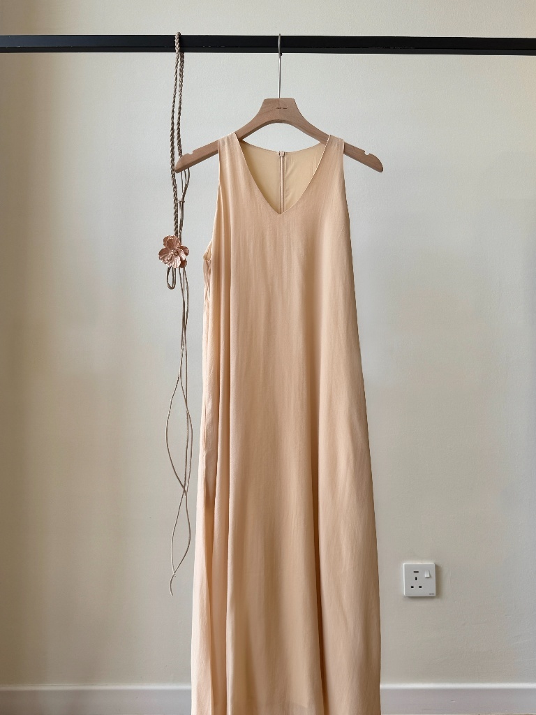 Amelia V Collar Maxi Dress with Belt Tie