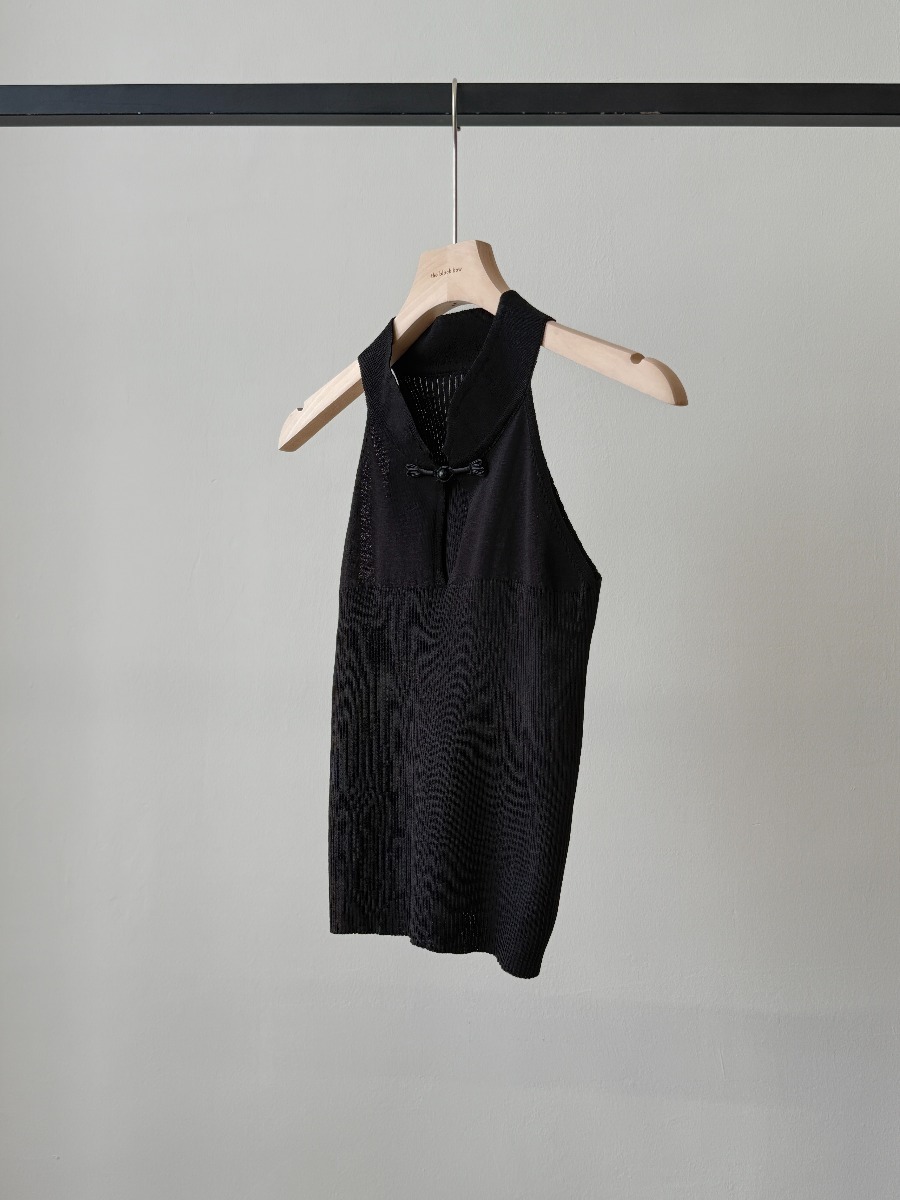 Li Hua Halter Neck Oriental Mesh Top