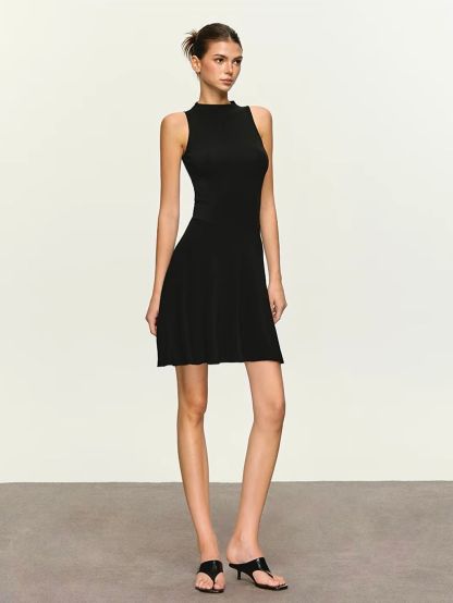 Glenroy High-Neck Sleeveless Fit-and-Flare Dress