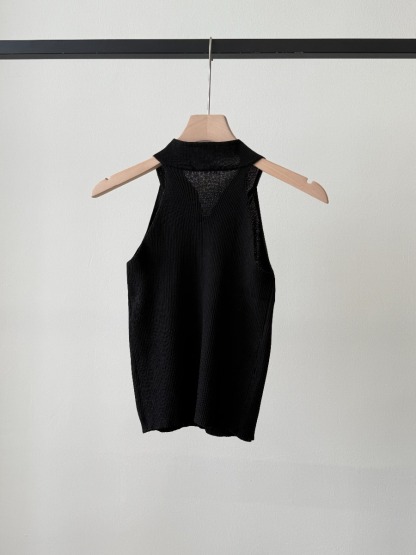 Li Hua Halter Neck Oriental Mesh Top