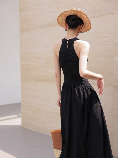 Maralyn Halter Neck Graceful Embroided Dress