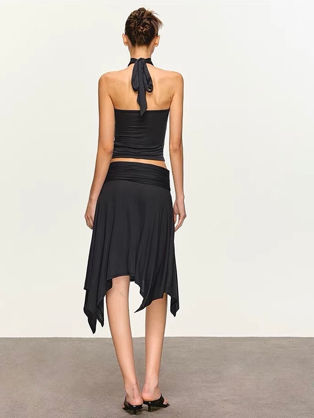Gunney Tie-Back Halter Top & Handkerchief-Hem Skirt (Sold Seperately)