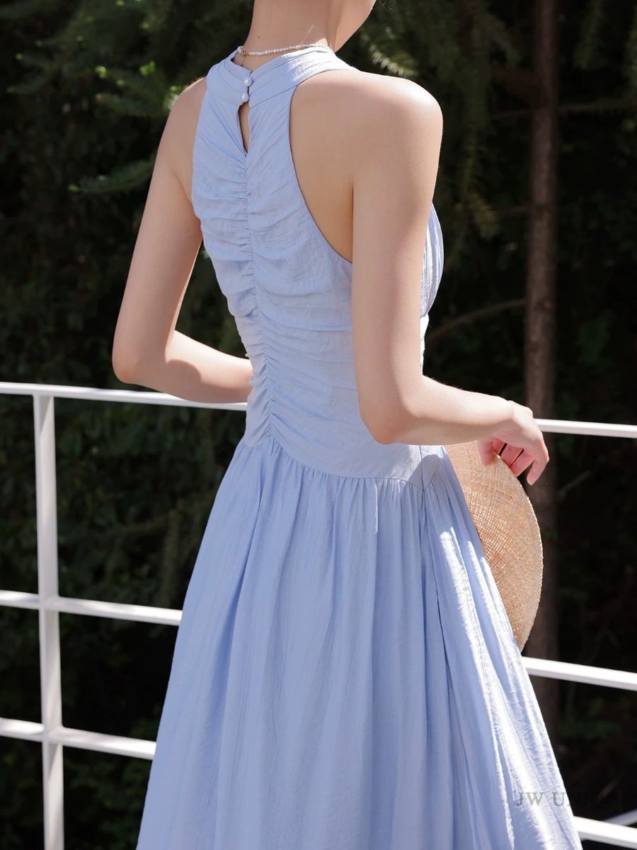 Maralyn Halter Neck Graceful Embroided Dress