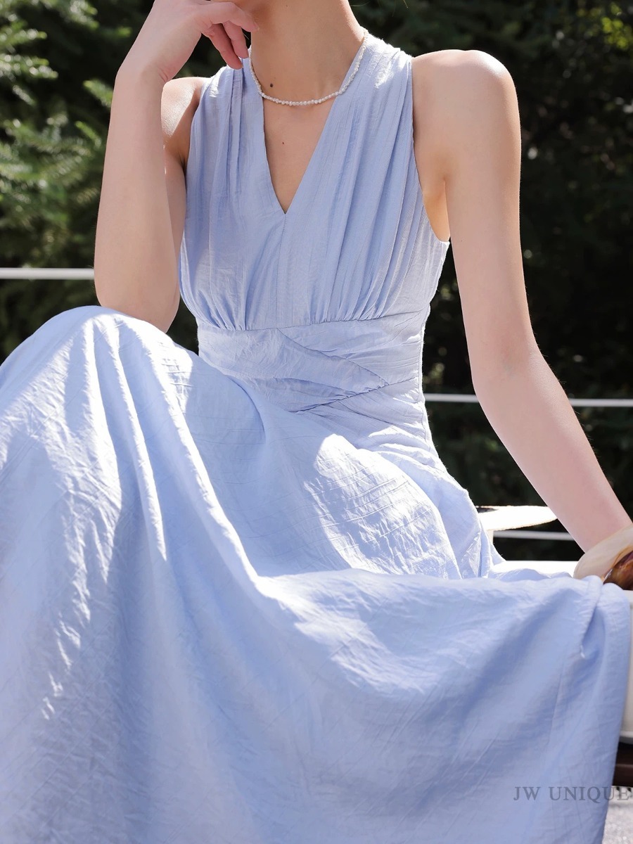 Maralyn Halter Neck Graceful Embroided Dress