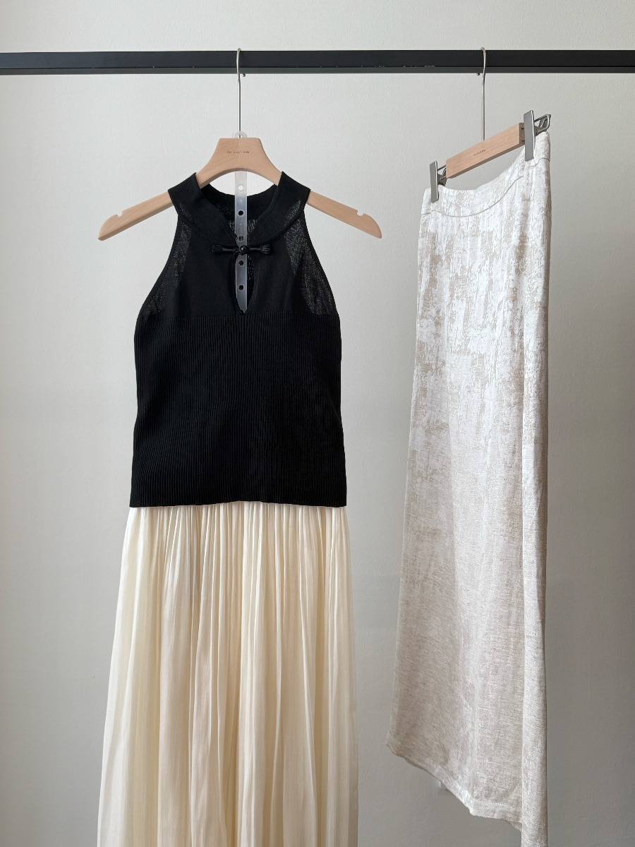 Li Hua Halter Neck Oriental Mesh Top