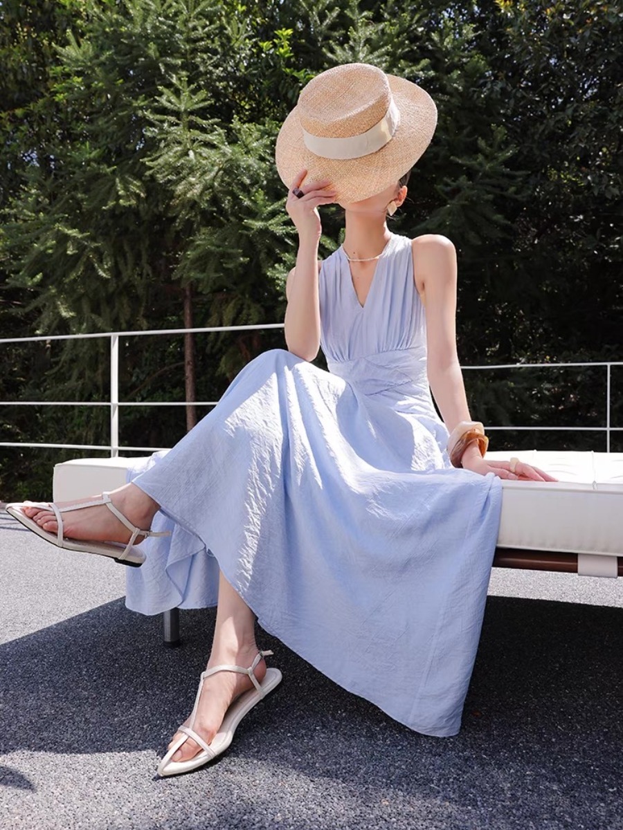 Maralyn Halter Neck Graceful Embroided Dress