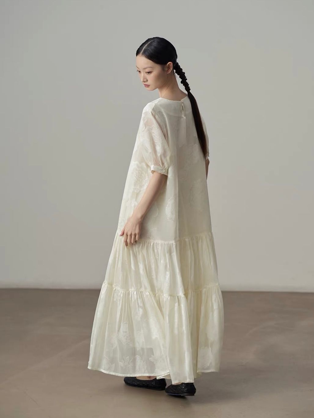 Yan Ban Floral Tie-Waist Tiered Maxi Dress