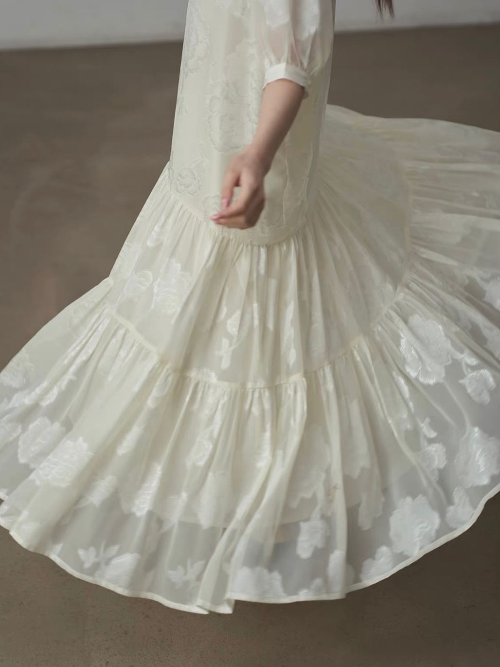 Yan Ban Floral Tie-Waist Tiered Maxi Dress