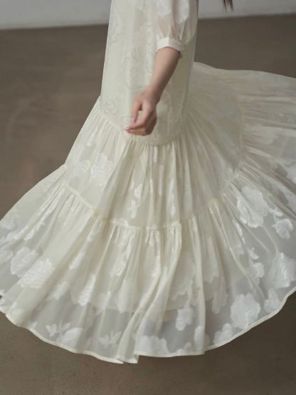 Yan Ban Floral Tie-Waist Tiered Maxi Dress