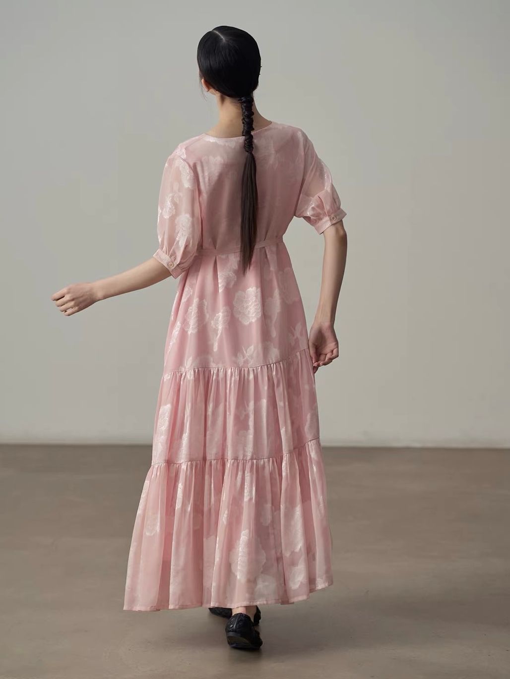 Yan Ban Floral Tie-Waist Tiered Maxi Dress