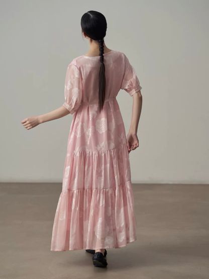 Yan Ban Floral Tie-Waist Tiered Maxi Dress