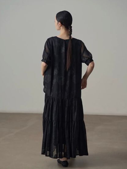 Yan Ban Floral Tie-Waist Tiered Maxi Dress