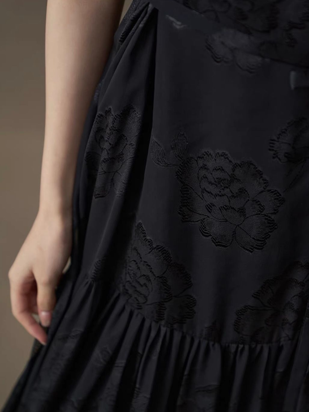 Yan Ban Floral Tie-Waist Tiered Maxi Dress