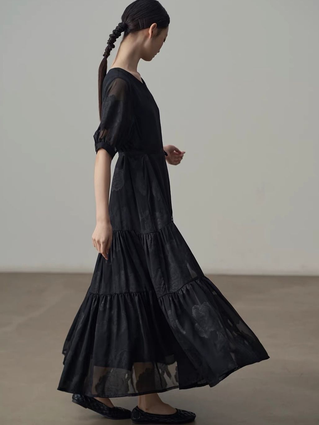 Yan Ban Floral Tie-Waist Tiered Maxi Dress