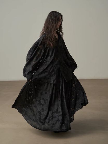 Yan Bi Floral-Jacquard Sheer Shirt & Skirt (Sold Seperately)