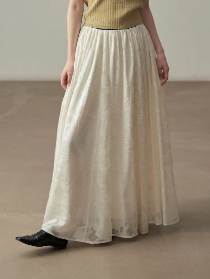 Yan Bi Floral-Jacquard Sheer Shirt & Skirt (Sold Seperately)