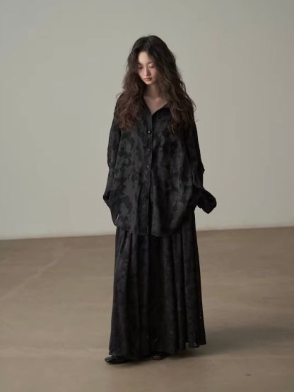 Yan Bi Floral-Jacquard Sheer Shirt & Skirt (Sold Seperately)