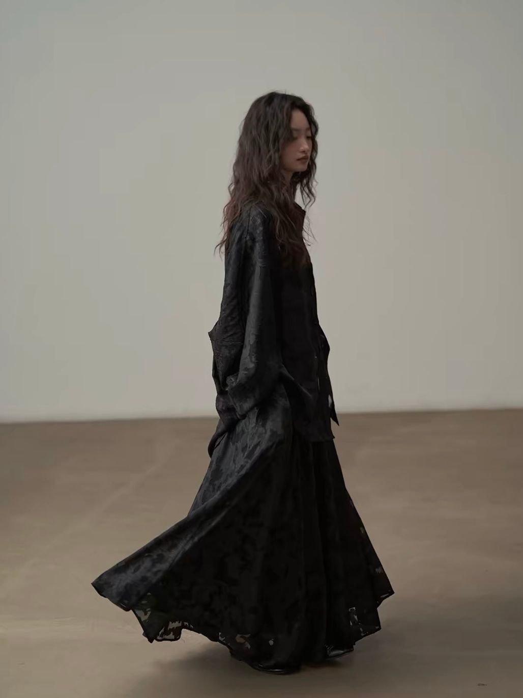 Yan Bi Floral-Jacquard Sheer Shirt & Skirt (Sold Seperately)