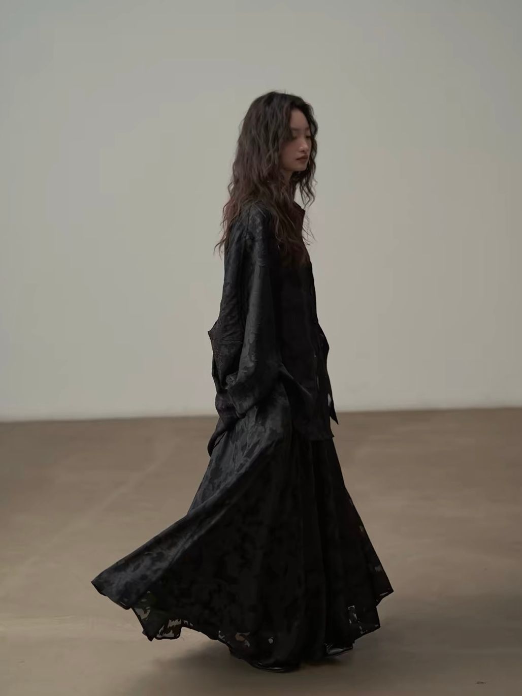 Yan Bi Floral-Jacquard Sheer Shirt & Skirt (Sold Seperately)