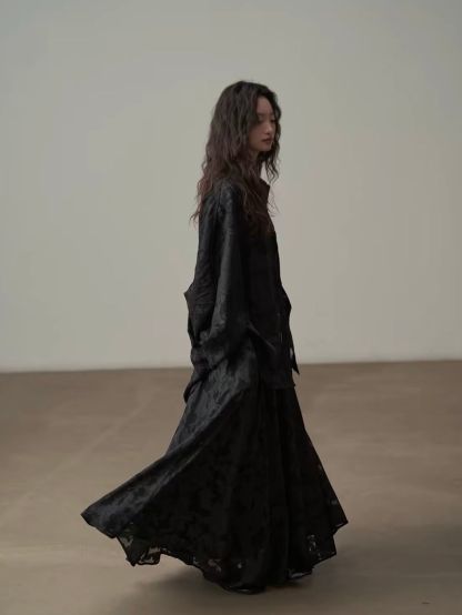 Yan Bi Floral-Jacquard Sheer Shirt & Skirt (Sold Seperately)