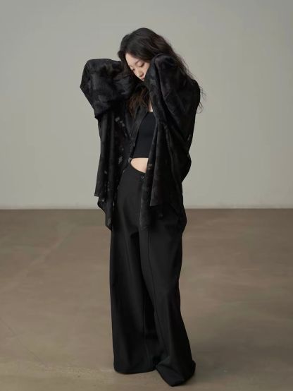 Yan Bi Floral-Jacquard Sheer Shirt & Skirt (Sold Seperately)