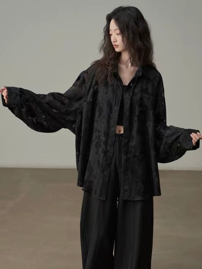 Yan Bi Floral-Jacquard Sheer Shirt & Skirt (Sold Seperately)