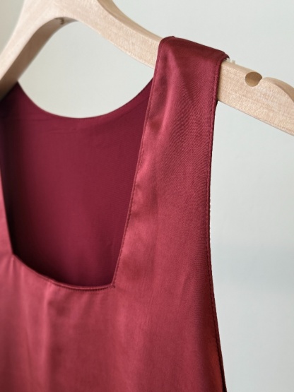 Luciana Satin Square Neck Top & Skirt Set