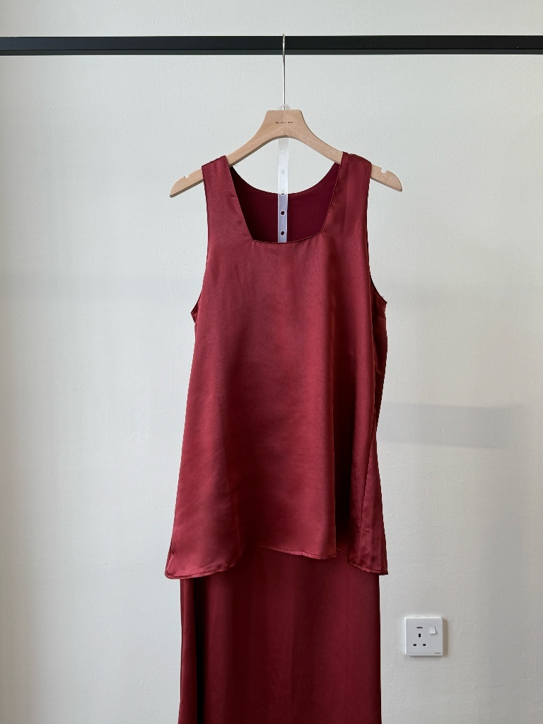 Luciana Satin Square Neck Top & Skirt Set