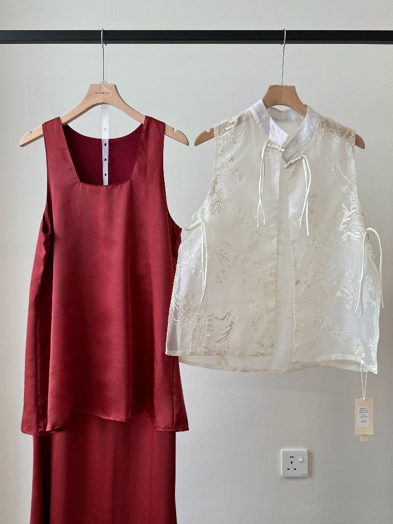 Luciana Satin Square Neck Top & Skirt Set