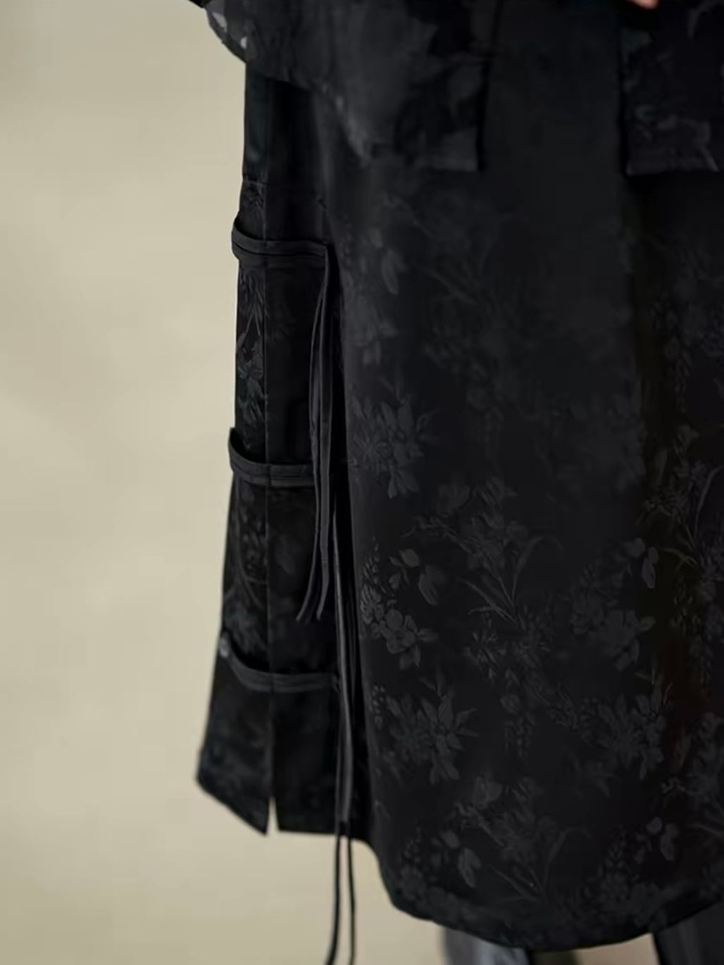 Yan Bei Side-Button Floral-Jacquard A-Line Maxi Skirt