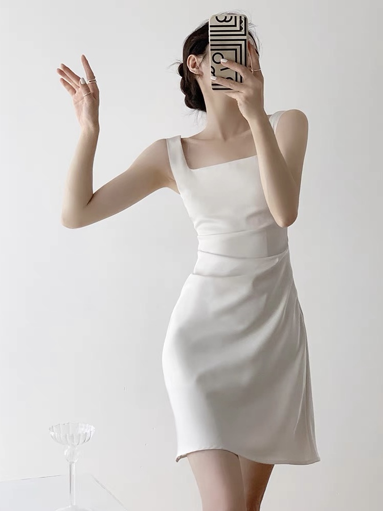 Charlie Square Neck Waist Ruched Dress-The Black Bow-