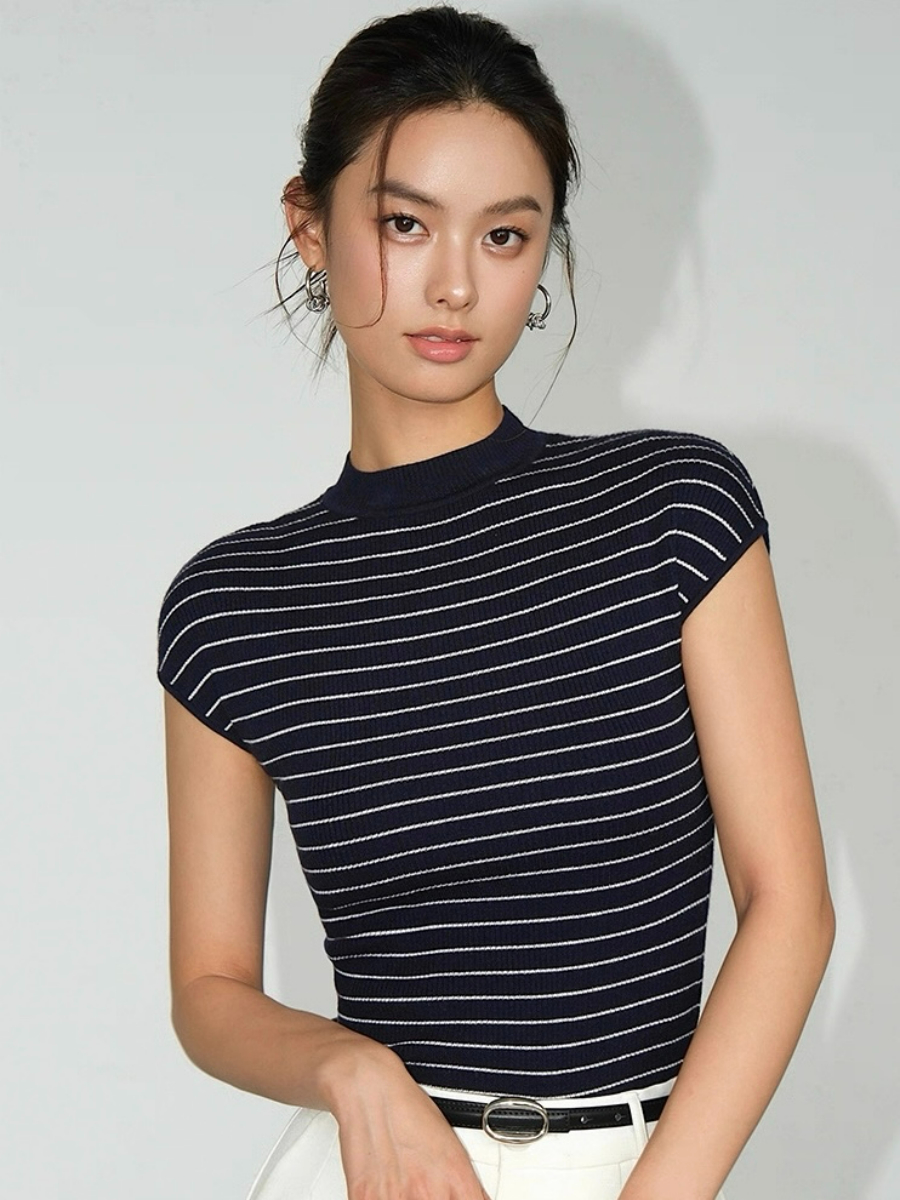Faye Fitted High Neck Knit Top