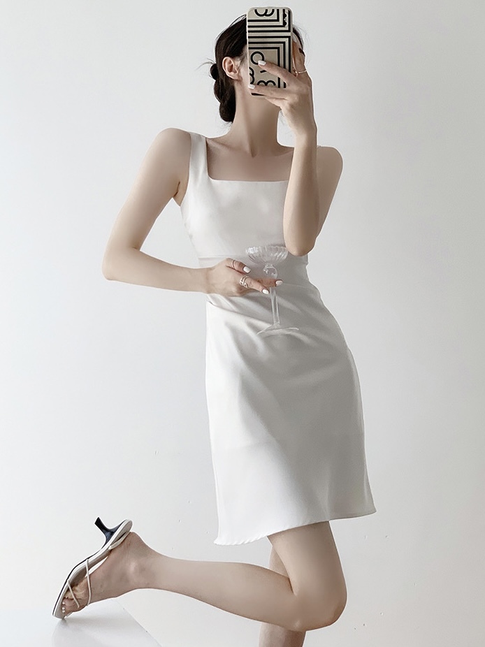 Charlie Square Neck Waist Ruched Dress-The Black Bow-