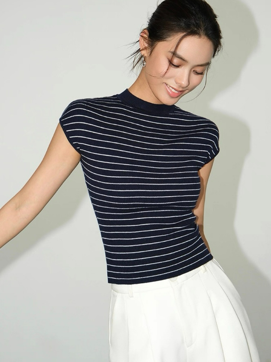 Faye Fitted High Neck Knit Top