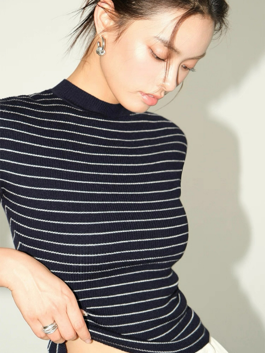 Faye Fitted High Neck Knit Top