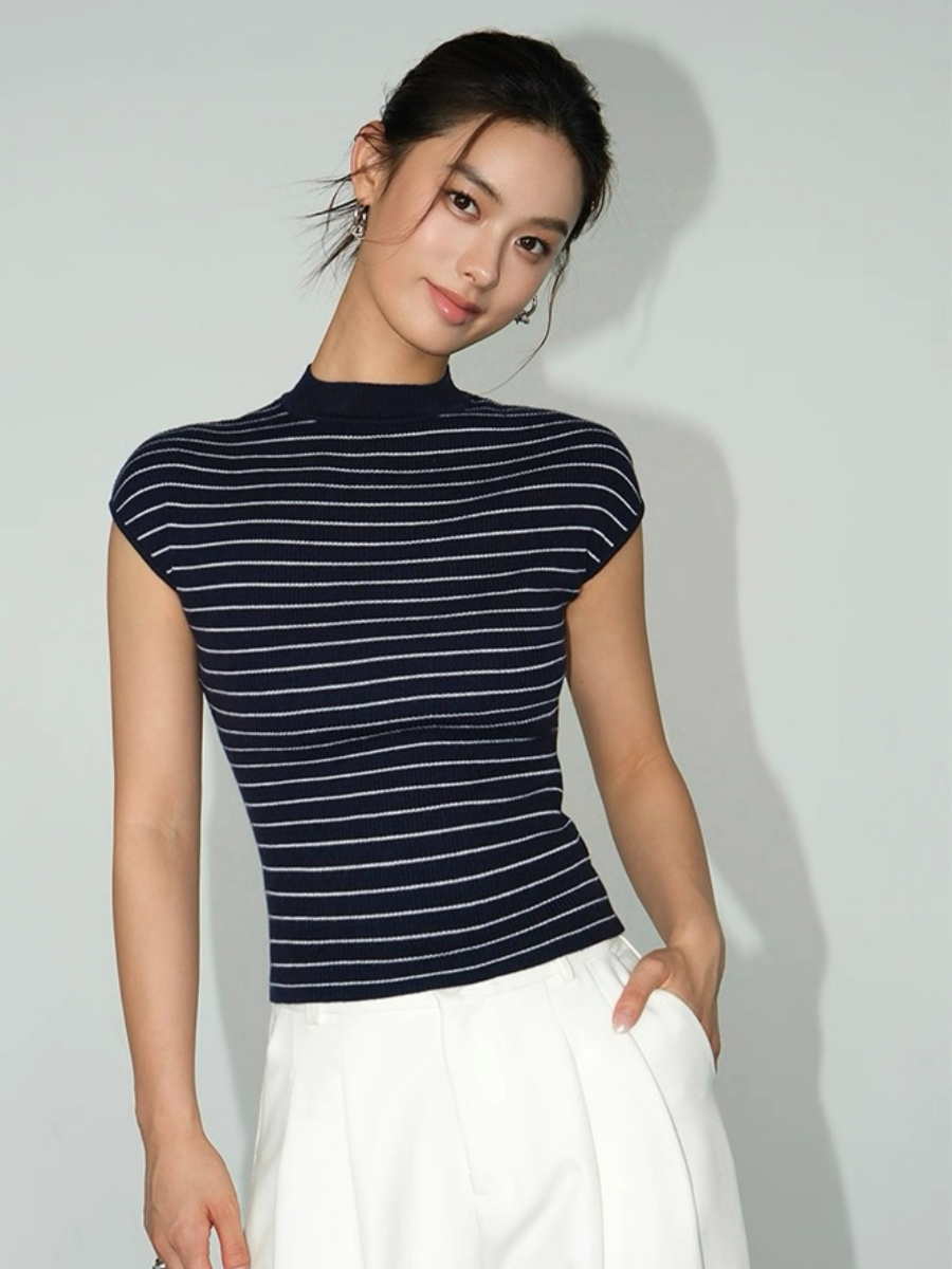 Faye Fitted High Neck Knit Top