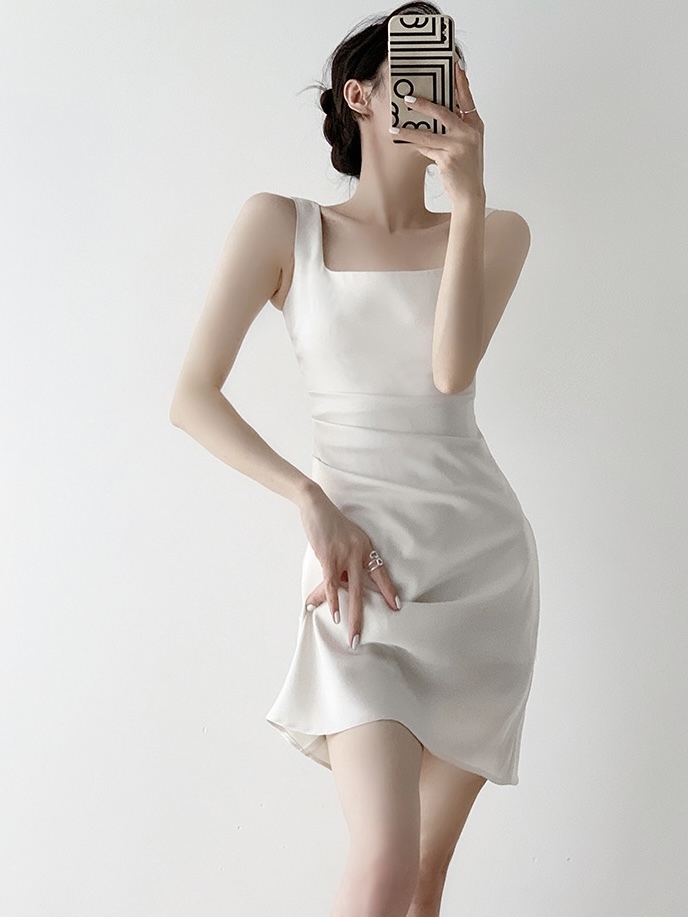 Charlie Square Neck Waist Ruched Dress-The Black Bow-