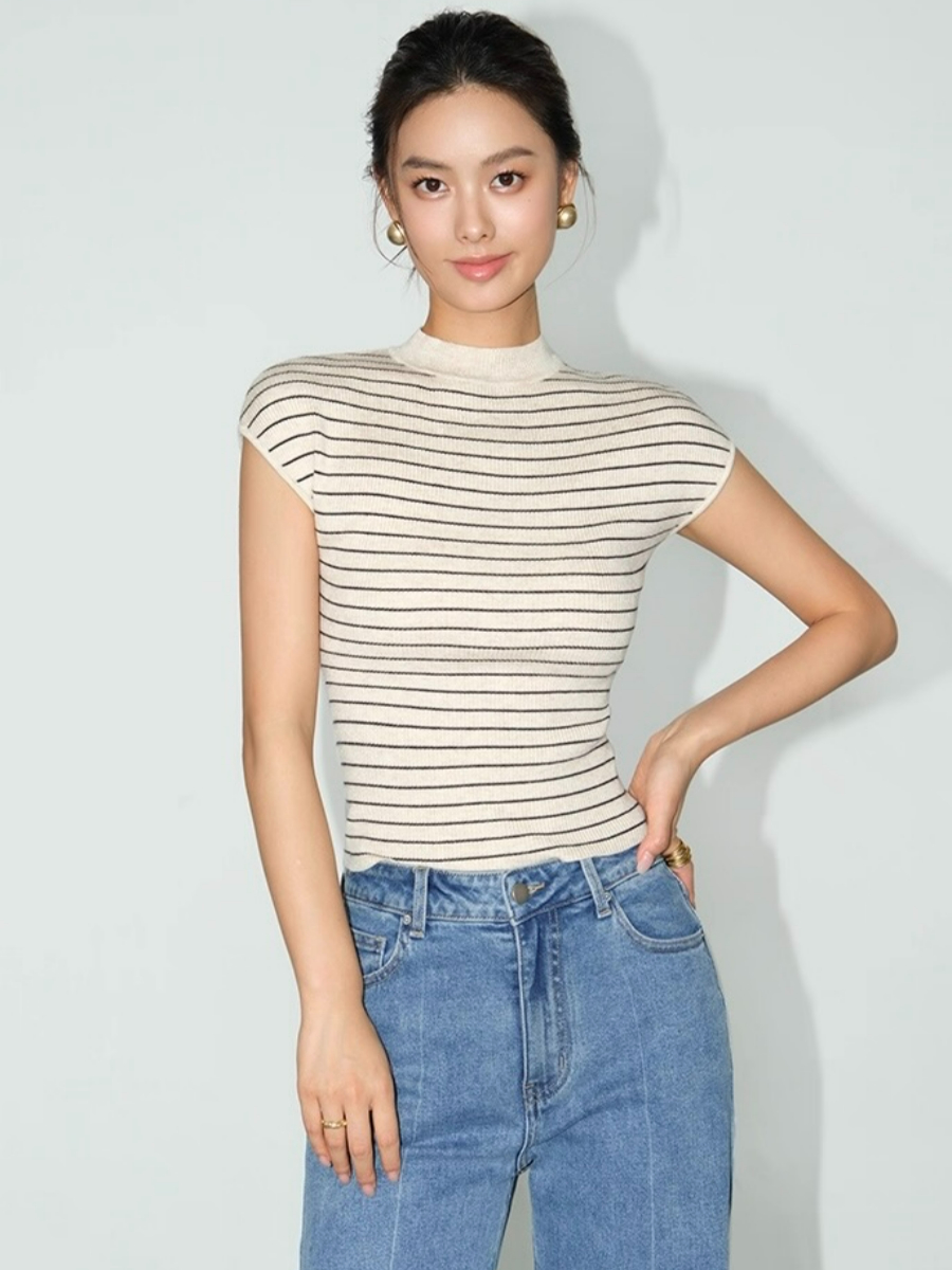 Faye Fitted High Neck Knit Top