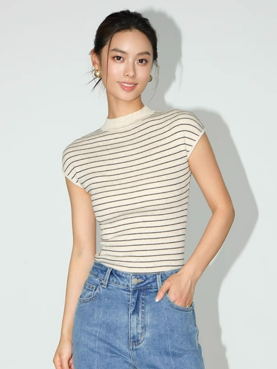 Faye Fitted High Neck Knit Top