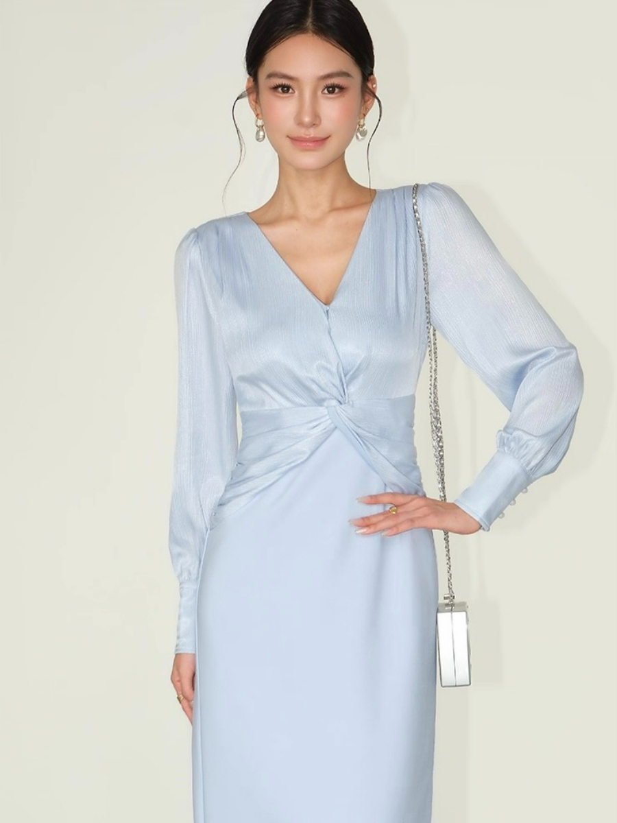 Flynn Waist Detail Delicate Satin Dress