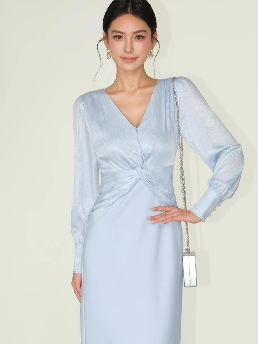 Flynn Waist Detail Delicate Satin Dress