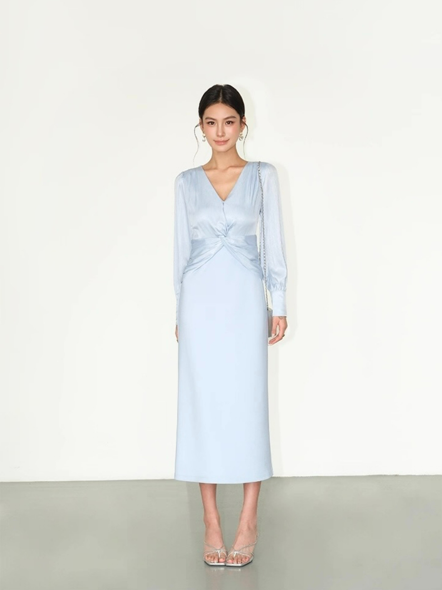 Flynn Waist Detail Delicate Satin Dress